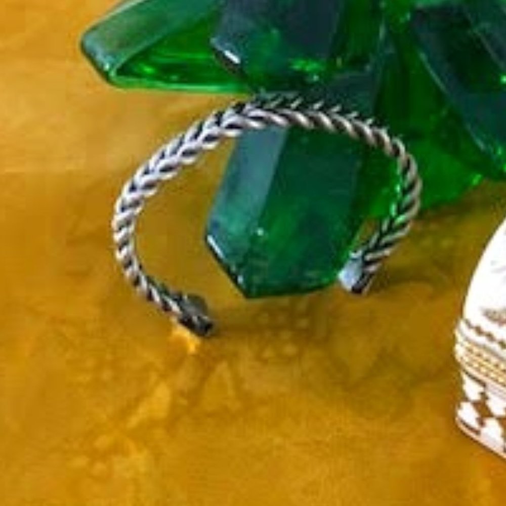 Double Twisted Silver Tone Cuff Bracelet